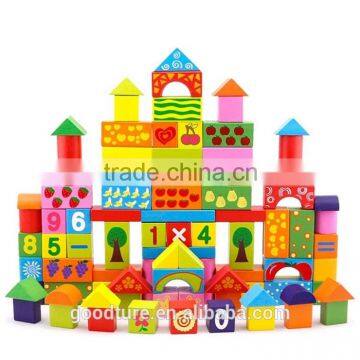 100pcs Number And Fruit Wooden Blocks Building Blocks