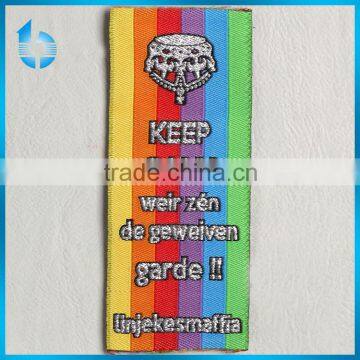 Colorful Label ,straight Cut Woven Label for Knitting Wool Hat