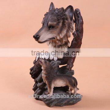 CUSTOM make resin wolf suatue/resin indoor decorative statue/custom design resin wolf statue for decoration