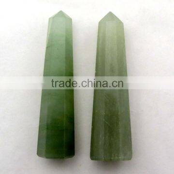 Green Aventurine (Light) wholesale Pencil 6 to 8 Facets Single Terminated Point Khambhat Gujarat India crystal waves