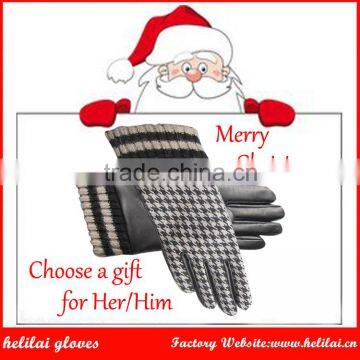 Helilai Customized Leather Gloves Unisex Bi-Material Wool and Leather Gloves For Christmas Gifts