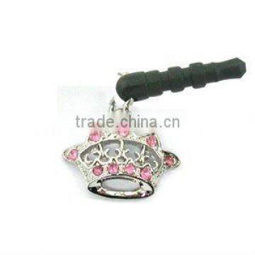 diamond crown earphone jack accessory for phone,various designs,OEM service,good quality,pass SGS factory