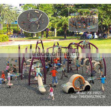 Combined outdoor climbing exerciser with plastic slide