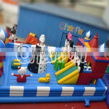 2016 Cute cartoon inflatable playground slides rentals on sale, inflatable funcity obstacle course