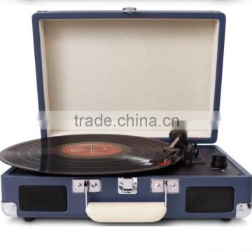 Cheap high quality leather portable suitcase turntable with MP3 connection