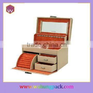 Handicraft PU Leather Jewelry PackagIng Box & Novel Jewelry Presentation Boxes With Mirror and Drawers