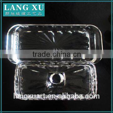 LX-H005 Handmade Crystal Clear Press Square Glass Butter Dish Quality Choice photo-4
