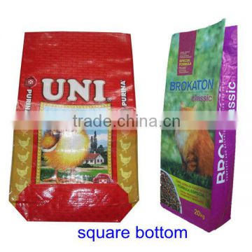 PP woven square bottom bag for animal food