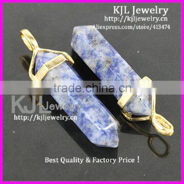 KJL-A0166 Natural Blue Spot Quartz Druzy stone Charm Crystal Healing Point Chakra Reiki Jewelry Agate Stone Pendant Bead