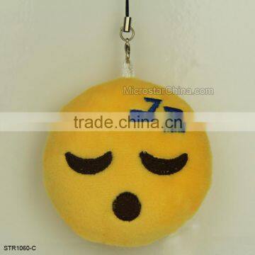 10 cm plush Key Chains Emoji Smiley Small pendant Emotion Yellow QQ Expression Stuffed Plush doll toy for Mobile bag pendant