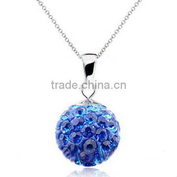 Blue Shamballa Necklaces Cubic Zirconia Pendant Necklaces KSHLXL-64