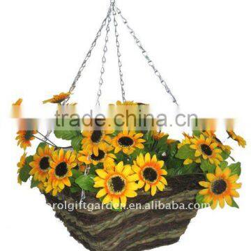 Brushwood and Green rope Square hanging planter - hanging basket - Brushwood square hanging flower pot