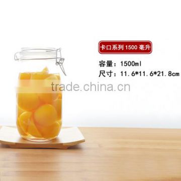 1500ml 1.5L Clear Kitchen Food Storage Airtight Seal Lock Lid Jar/glass Jar With Metal Clip