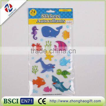 Customized printing funny animal cartoon puffy sticker for kids