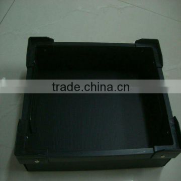 Stackable conductive corrugated plastic tray