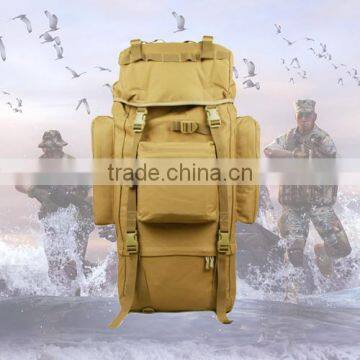 65L khaki outdoor camping rucksack military backpack for sale