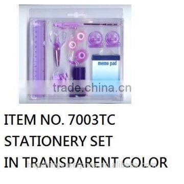 Stationery set in transparent color