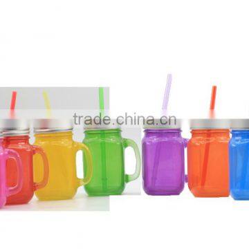 tinplate lid 450ml 16oz glass mason jar mugs in colors