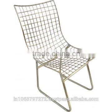 Modern Metal Weave Chair with Nickel Finish