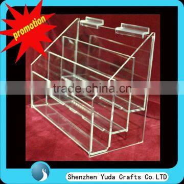 3 tiered slatwall acrylic display stand, transparent brocures display holder