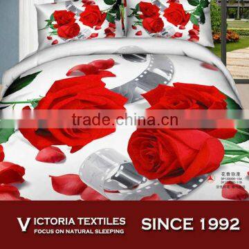 red rose printed bed comforter cover sets 4 pieces bedding sets 5D