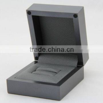 High quality Luxury black plastic ring box with Pu leather pad