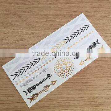 BSCI approved black arrows metal temporary flash tattoos for girls