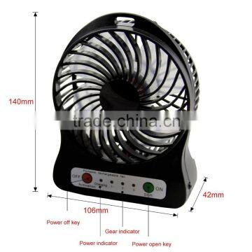 4 Inch 3 Speeds Portable Mini Fan USB Rechargeable Desk Fan Cooling Fan for Notebook Laptop Computer, Indoor and Outdoor Use photo-2