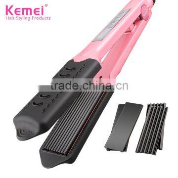 Kemei1982 Professional 2 in 1 35W Electric Hair Straightener & Curler with LCD Display