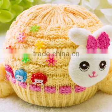 Cute baby hat with rabbit, knitted hat for newborn baby