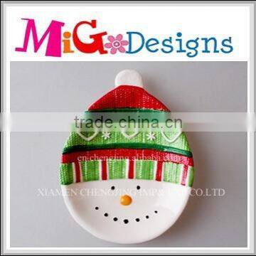 Personalized Snowman Shaped Ceramic Plate Best Christmas Gift