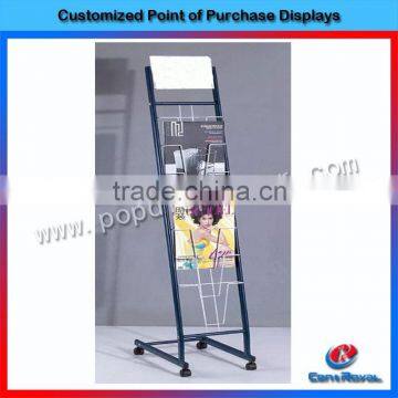 Light duty floor stand metal wire magazines display rack