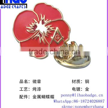 factory custom wholesale cheap price poppy metal pin badge