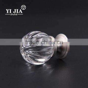 1 1/6 Inch Clear Brass Base Brushed Nickel Crystal Knobs photo-4