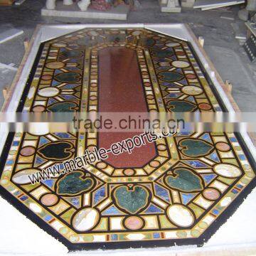 Stone Inlay Rectangle Table Top, Marble Inlay Rectangle Table Top