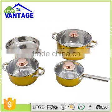 7pcs Stainless Steel Cookware Set With Copper Plating Handle photo-5