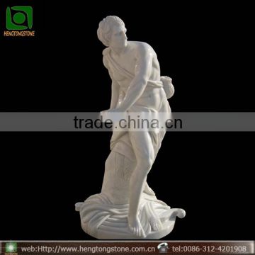 Life Size White Marble Nude Male Garden Statue