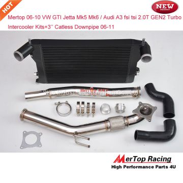 Mertop 06-10 VW GTI Jetta mk5 mk6 / Audi A3 fsi tsi 2.0T GEN2 Turbo Intercooler (Bar and plate type) Kit+3'' Catless Dow