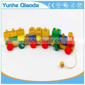 Wood Puzzle Train Toys Geometric Building Blocks Education Gift photo-3
