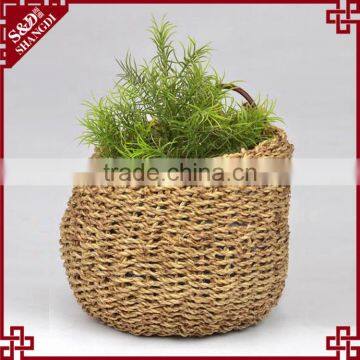 Seagrass Woven Home or Cafe Wall Handmade Decorate Flower Basket With Hanging photo-4