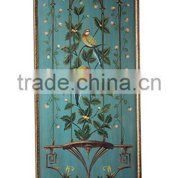 A Pair of Antique Blue Hanging Picture, Noble Hand Painted Wooden Decorative Wall Picture, Classical Drawing Hanging Wall Art photo-2
