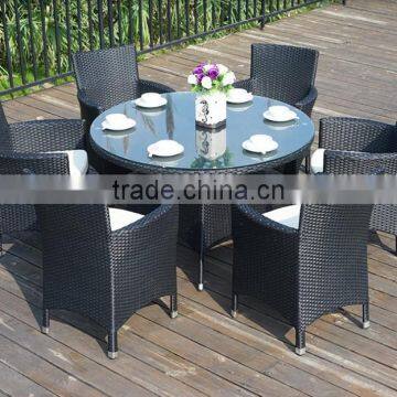 Outdoor Round Rattan Table With 6 Chairs, Round Garden Table photo-2