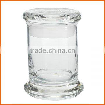 Wholesale high quality clear flat top glass candle jar with glass lid