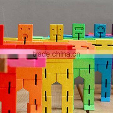 Blocks of wood cube robot Children's creative puzzle toys Amazing shape cube puzzle