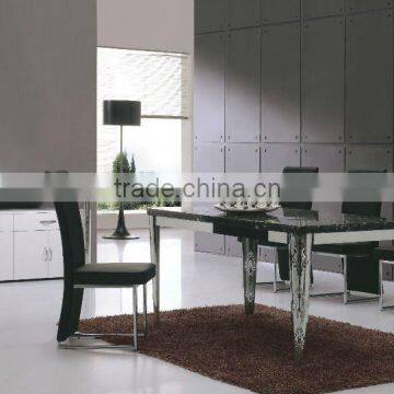 Europe Simple Model Stainless Steel Dining Table Base With Glass Top photo-2
