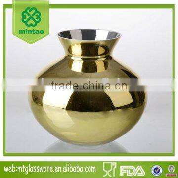 Hand Made Cheap Cute Mini Color Electroplate Glass Vase Style