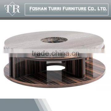KD027B Iran Travertine Wood Round Marble Coffee Table photo-1