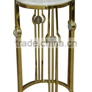 Golden Stainless steel plant stand pot stand with marble top