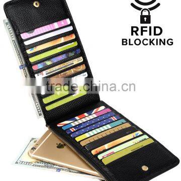 Genuine Leather Multi Card Holder Wallet With Zipper Pocket for Men&Women photo-2