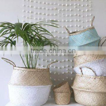 Belly seagrass basket/Folding seagrass basket, ecofriendly and collapsible